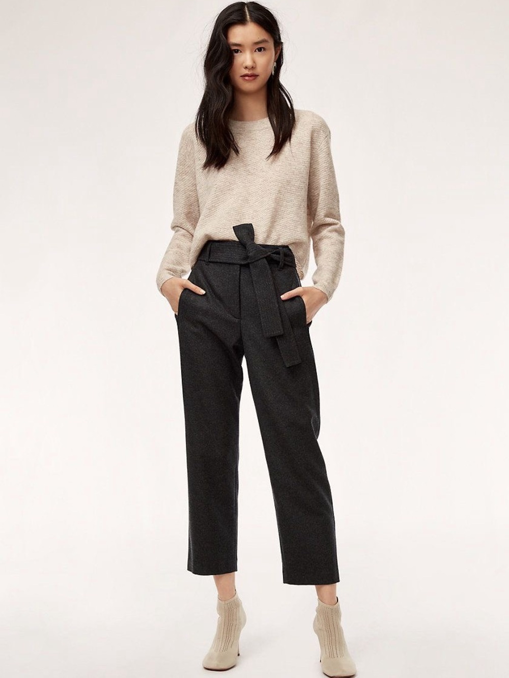 ARITZIA WILFRED Jallade pants. Wool High-Waist Tie-Belt Size 4